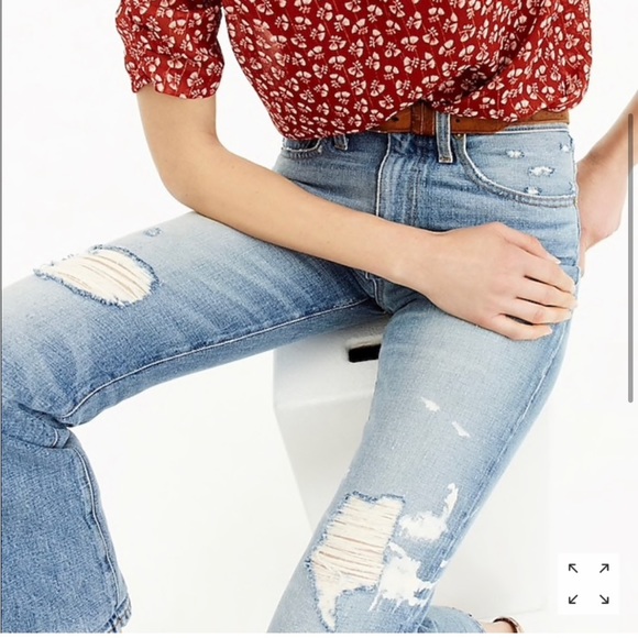 J Crew Point Sur Denim Light Destroy Wash Cropped Jeans Size 24 New - Picture 3 of 7